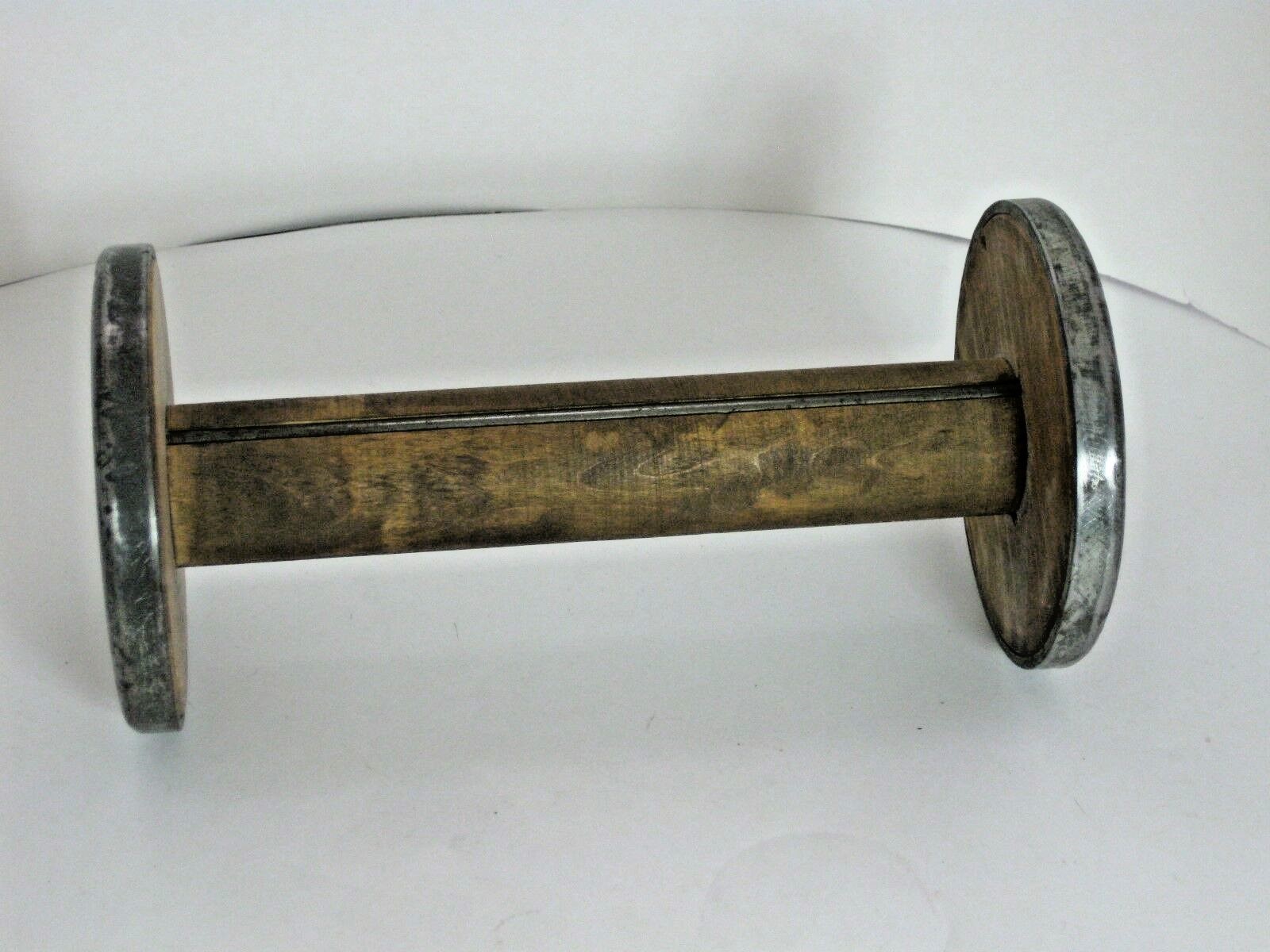 Spool Wood Wooden MetalThread Textile Candle Stick Holder Vtg Large 12