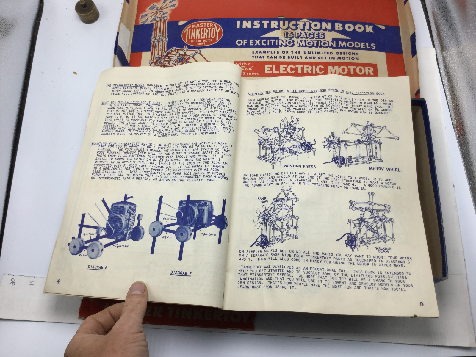 Original Vintage MASTER TINKERTOY electric motor drive BOX & INSTRUCTIONS ONLY