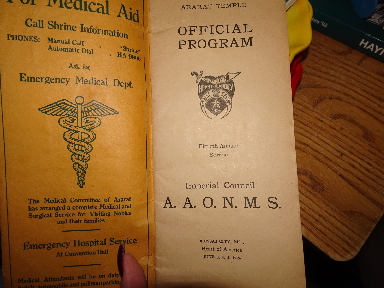 ARARAT TEMPLE OFFICIAL PROGRAM GOLDEN JUBILEE OF IMPERIAL COUNCIL AAONMS 1924