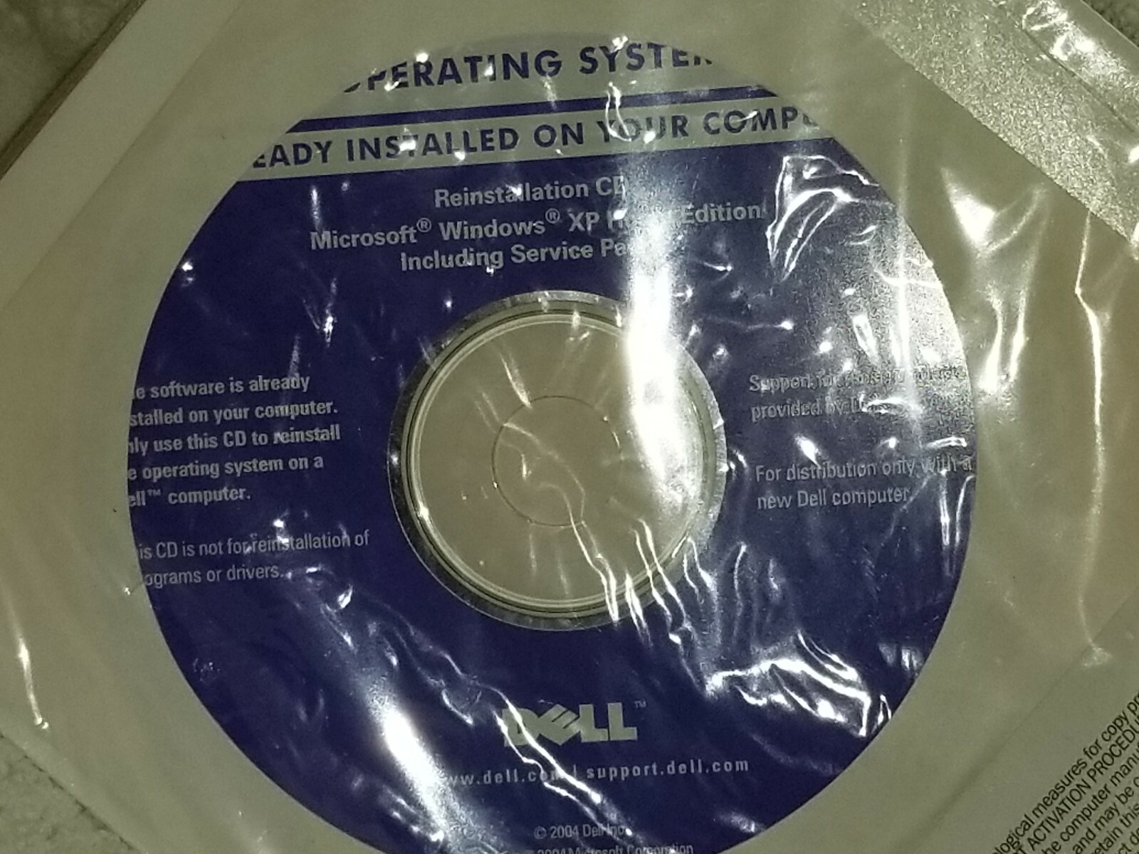 NEW/SEALED DELL MICROSOFT WINDOWS XP HOME EDITION REINSTALLATION CD VERSION 2002