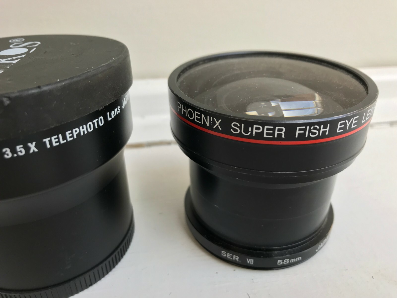 Lot of 3 58mm Lenses Phoenix Super Fish Eye 0.25x 3.5x Telephoto Opteka 2.0x