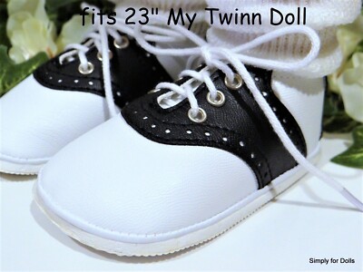 BLACK & WHITE Saddle Oxford DOLL SHOES fits 23'' MY TWINN DOLL CLOTHES