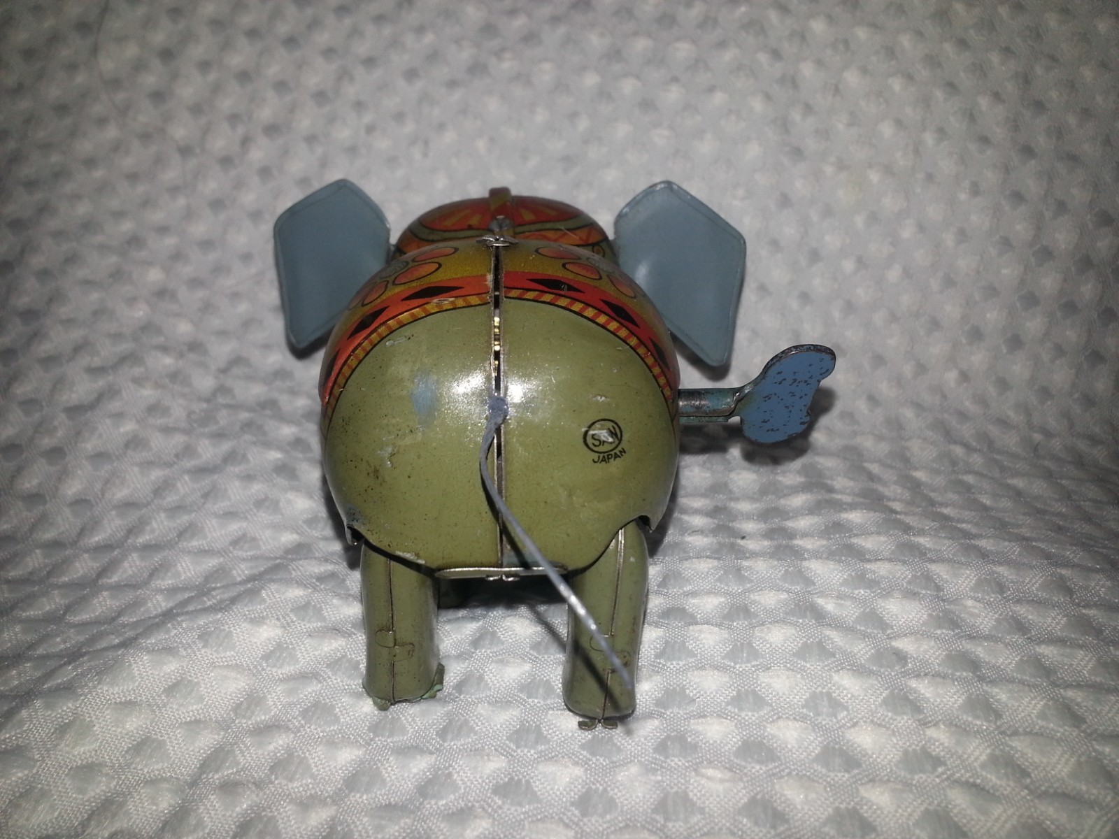 1950's Marusan Japan-CIRCUS ELEPHANT WITH MONKEY-Tin Wind-Up-Wonderful!