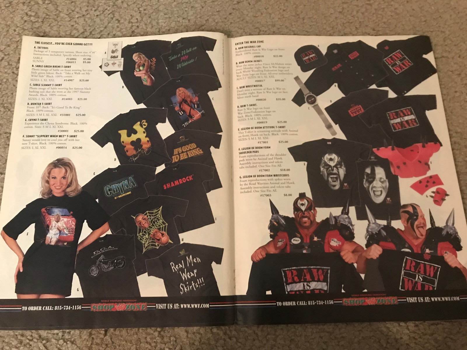1997 WWF Merchandise Catalog Shirt Hat LEGION OF DOOM SUNNY 1997 WWF Merchandise Catalog Shirt Hat LEGION OF DOOM SUNNY