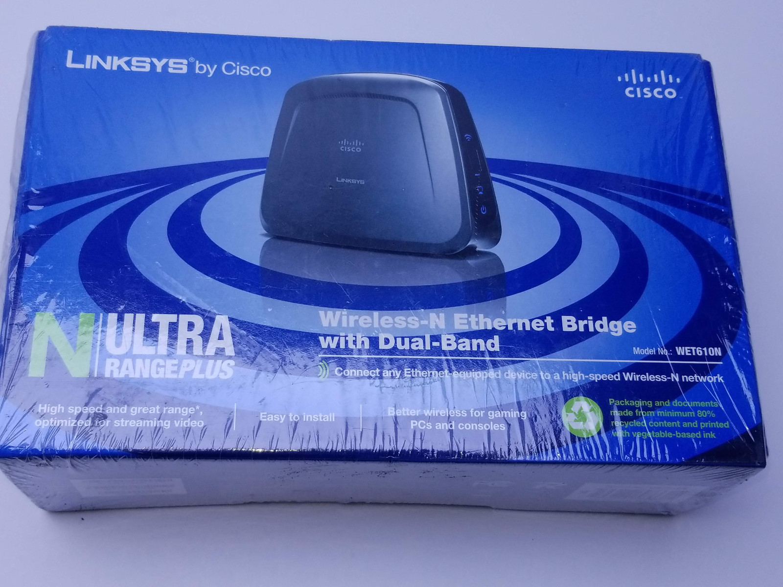 Linksys Wireless-N Ethernet Bridge Dual Band Wireless N Gaming Router WET610N