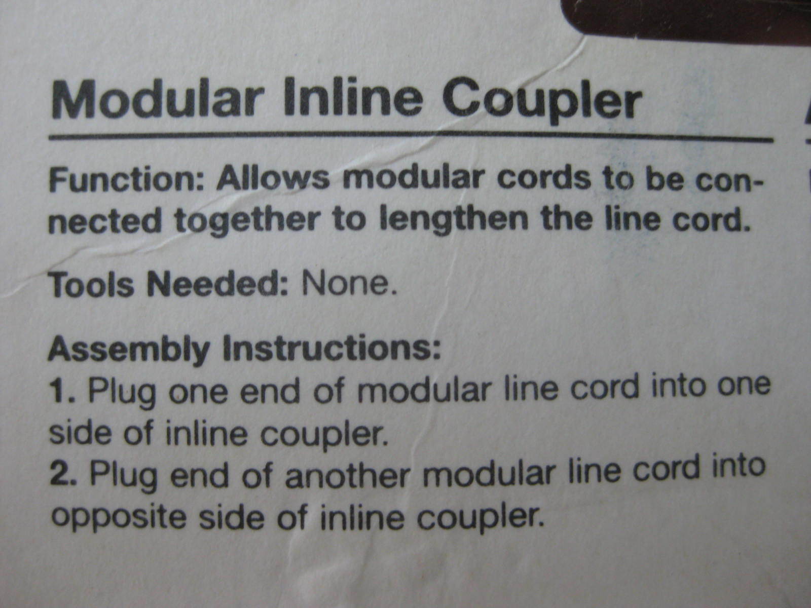Modular Inline Coupler: allows 2 phone cords to be connected