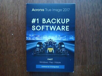 New Acronis True Image 2017 PC/Mac 3 Computers Backup & Recovery, Sealed Box!!