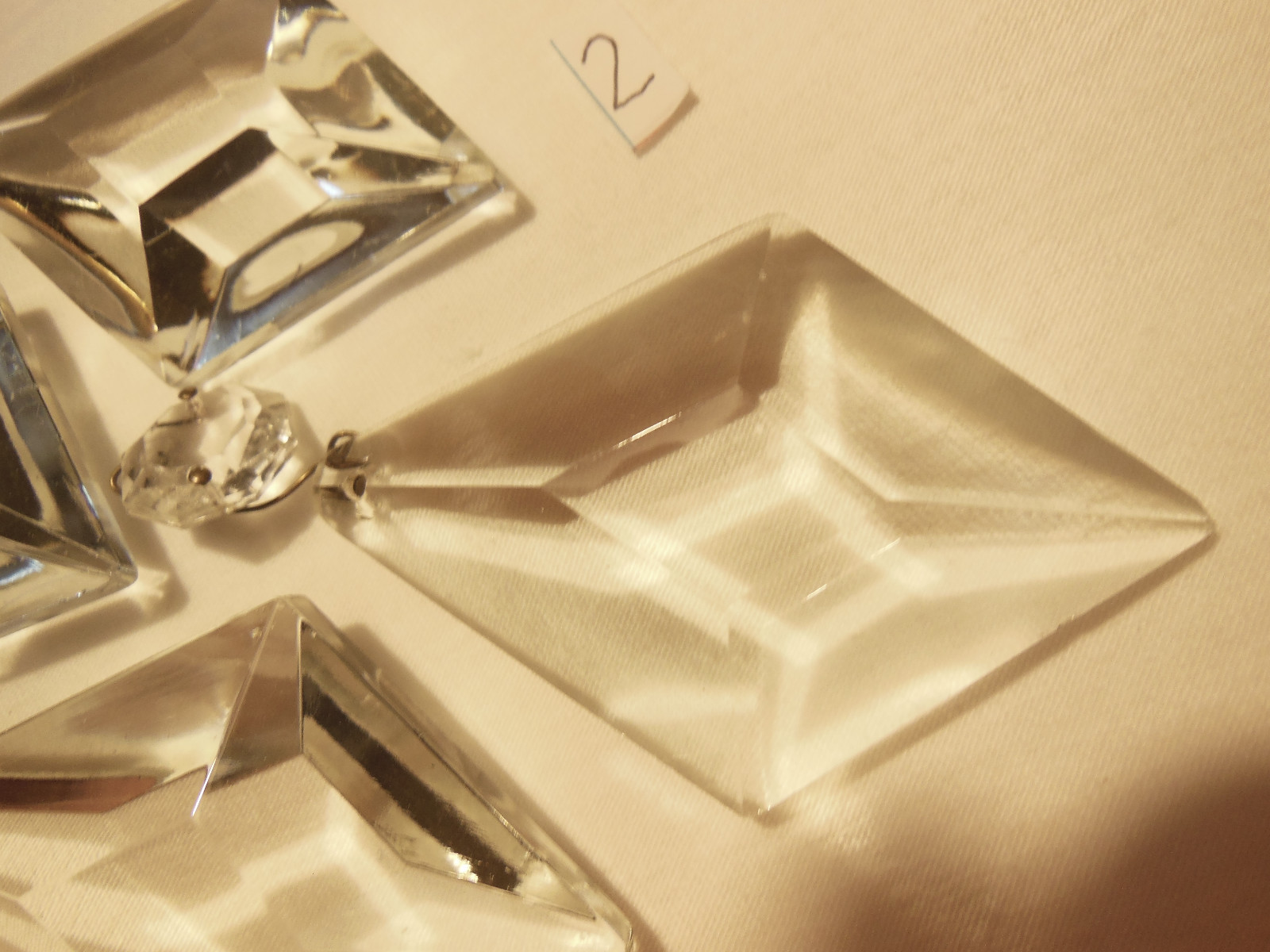 4 VTG FACETED CHANDELIER CRYSTAL DIAMOND SHAPE PRISMS OCTAGON BEADS 3