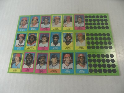 5A-4 1981 Topps Scratch-Off baseball cards unscratched 3 card panel X6 panels