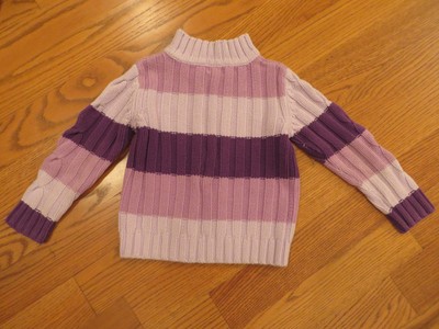 Children's Place Girls Mock Turtleneck Purple Strip Sweater Size S (5/6) EUC