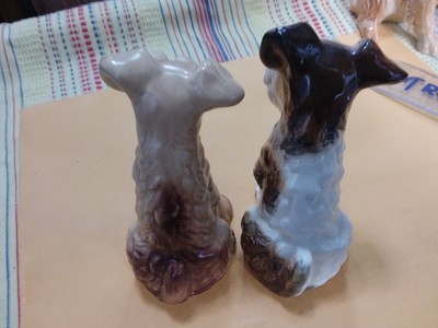 TWO SYLVAC BROWN AND WHITE DOGS  - 4 3 /4 INCHES # 378
