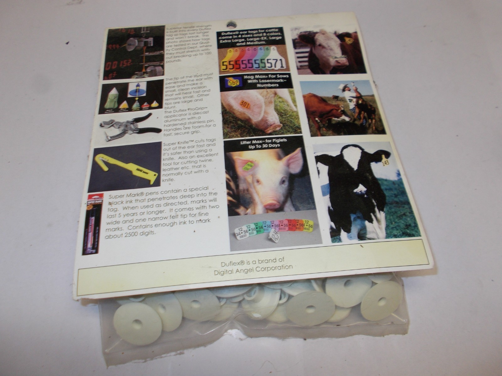 Duflex Ear Tags White Round Hog 176 - 200 Bx 96 - 7805
