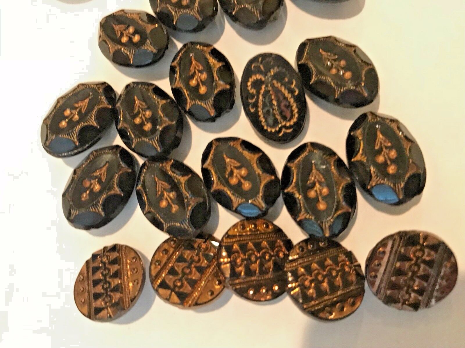 Vintage antique black and gold buttons set of 20