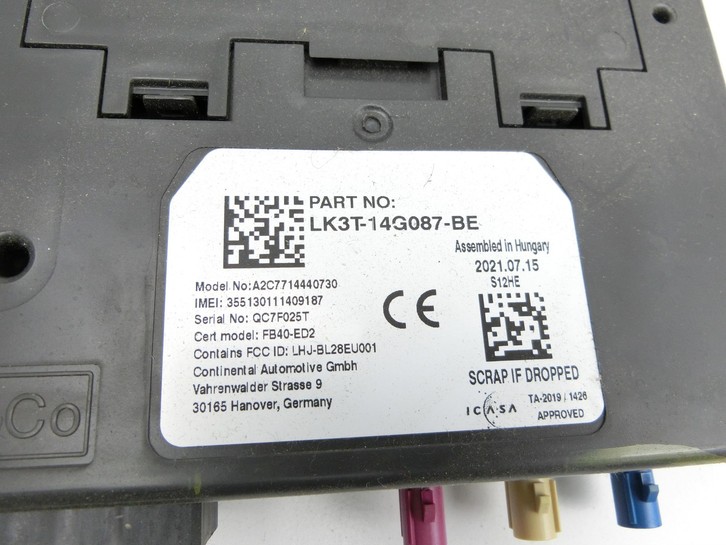 Ford Ranger TKE IV 15-23 Steuergerät ECU Modul Hands Free Telefoninterface SG Ford Ranger TKE IV 15-23 25.11.2021... Vorschau 2
