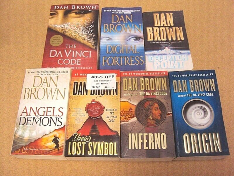 Lot 7 Complete Dan Brown Pb Book Angels&demons/the Da Vinci Code/inferno/origin