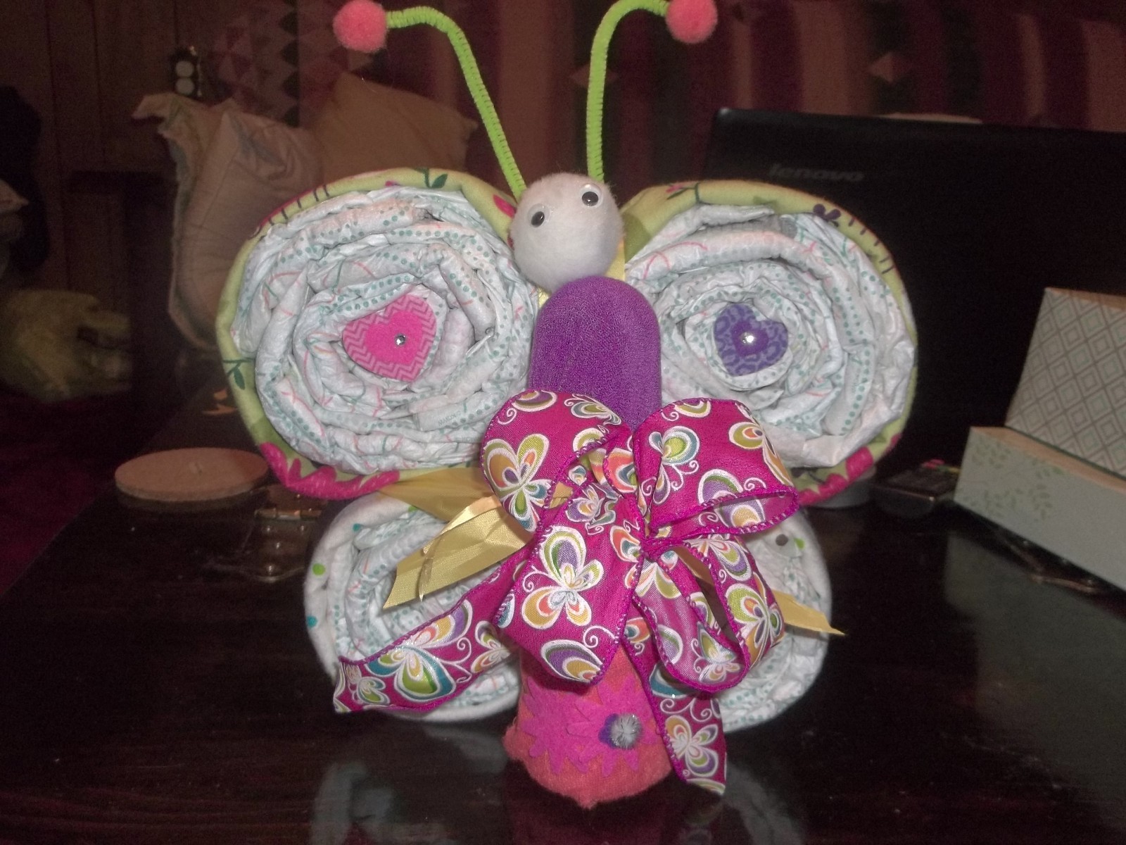 Cute Baby Girl Butterfly Diaper Cake, New Born, Baby Shower Gift,