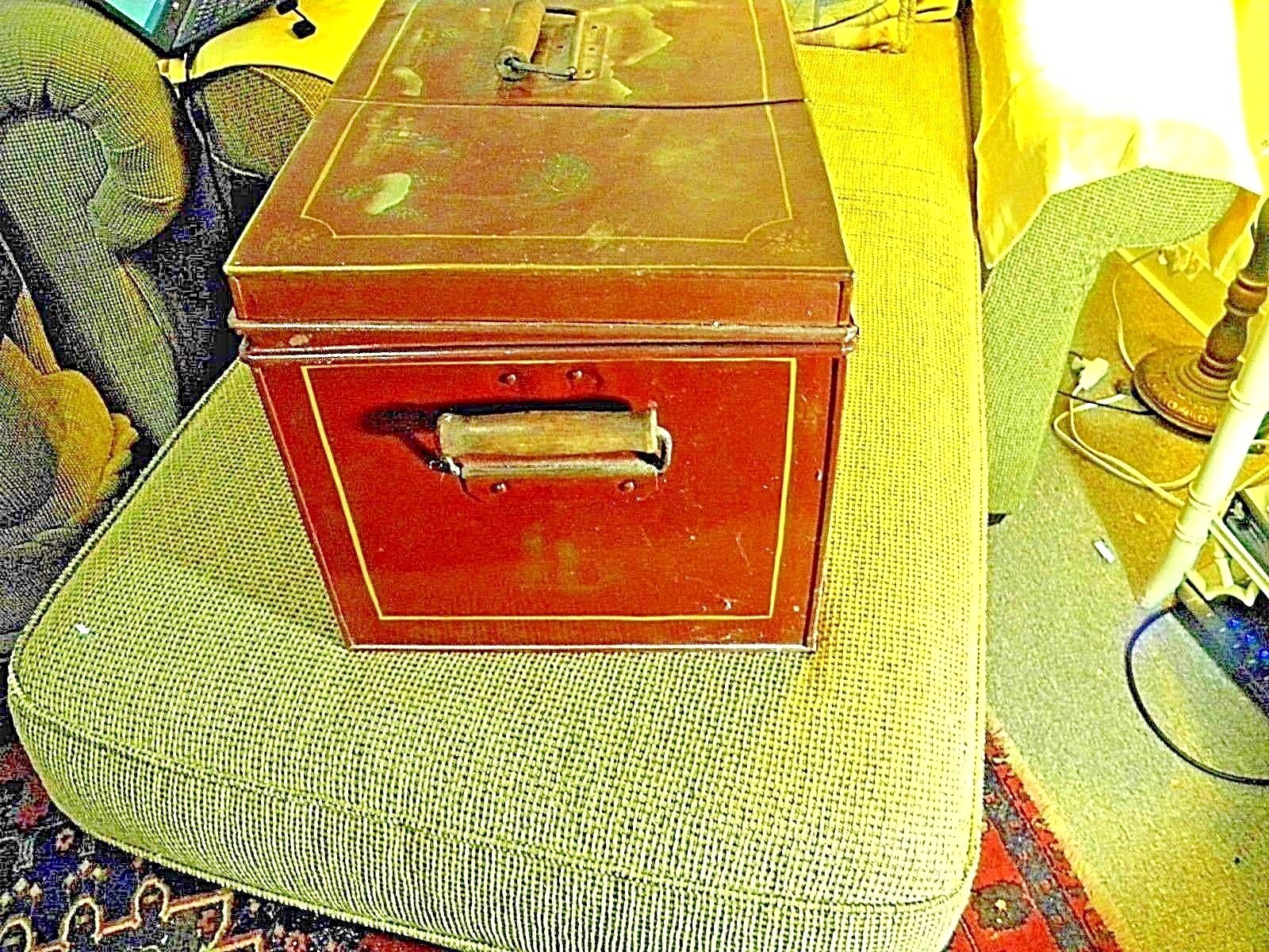 Fantastic 1880's Tin Oriental Toleware Box, Ships