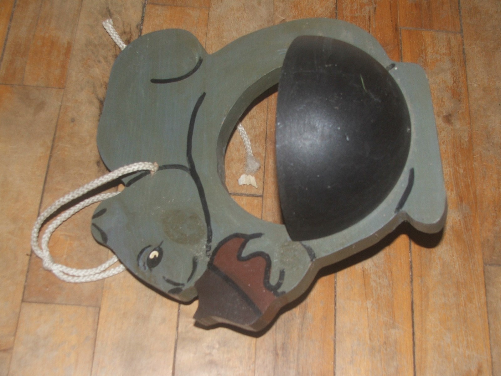 Hanging Wood Squirrel Feeder Folk Art