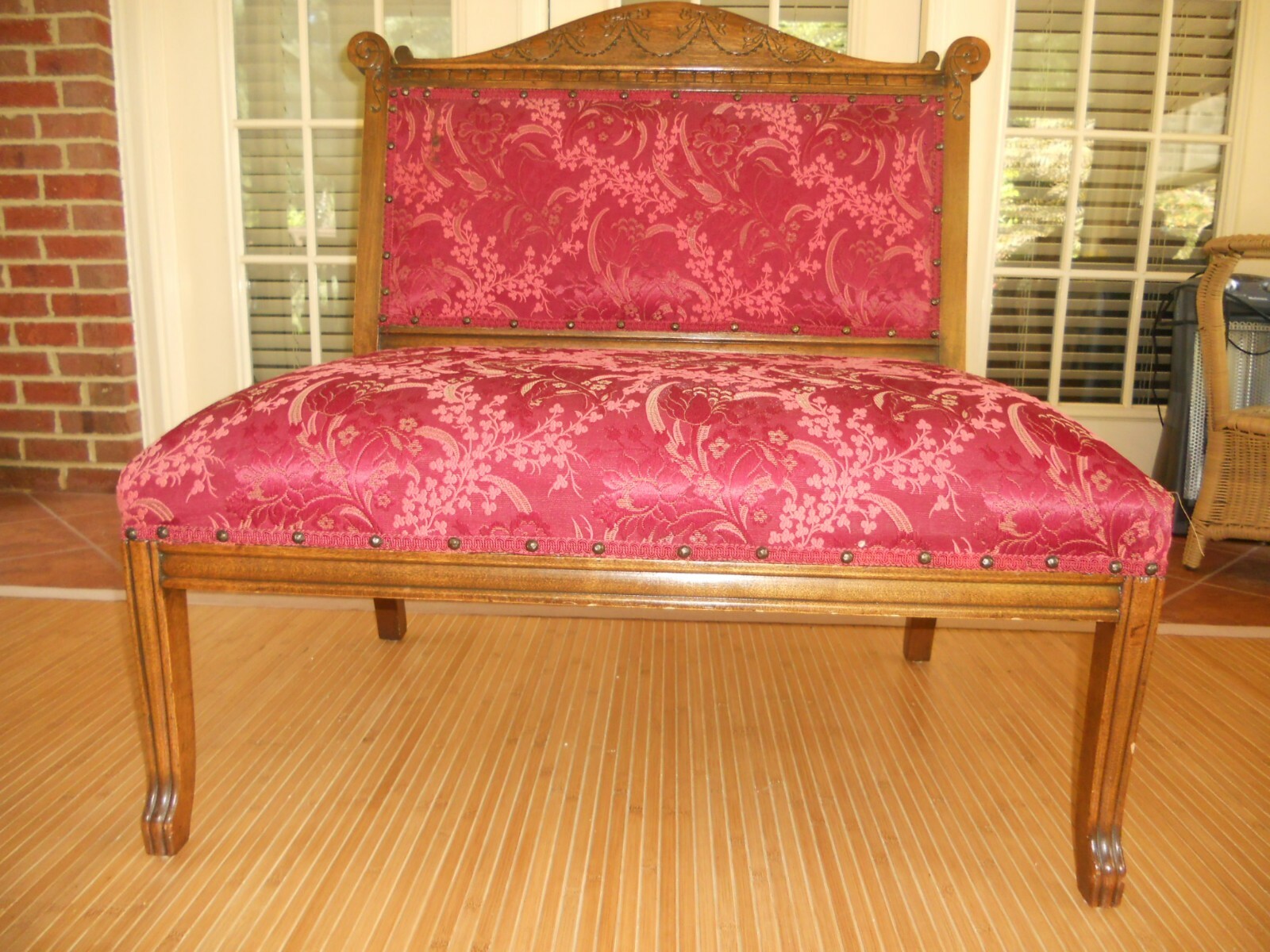 Antique oak settee