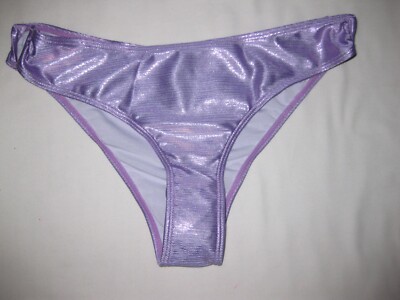 Shein metallic v-wired sides cheeky bikini swimsuit bottom S M purple cyberpunk