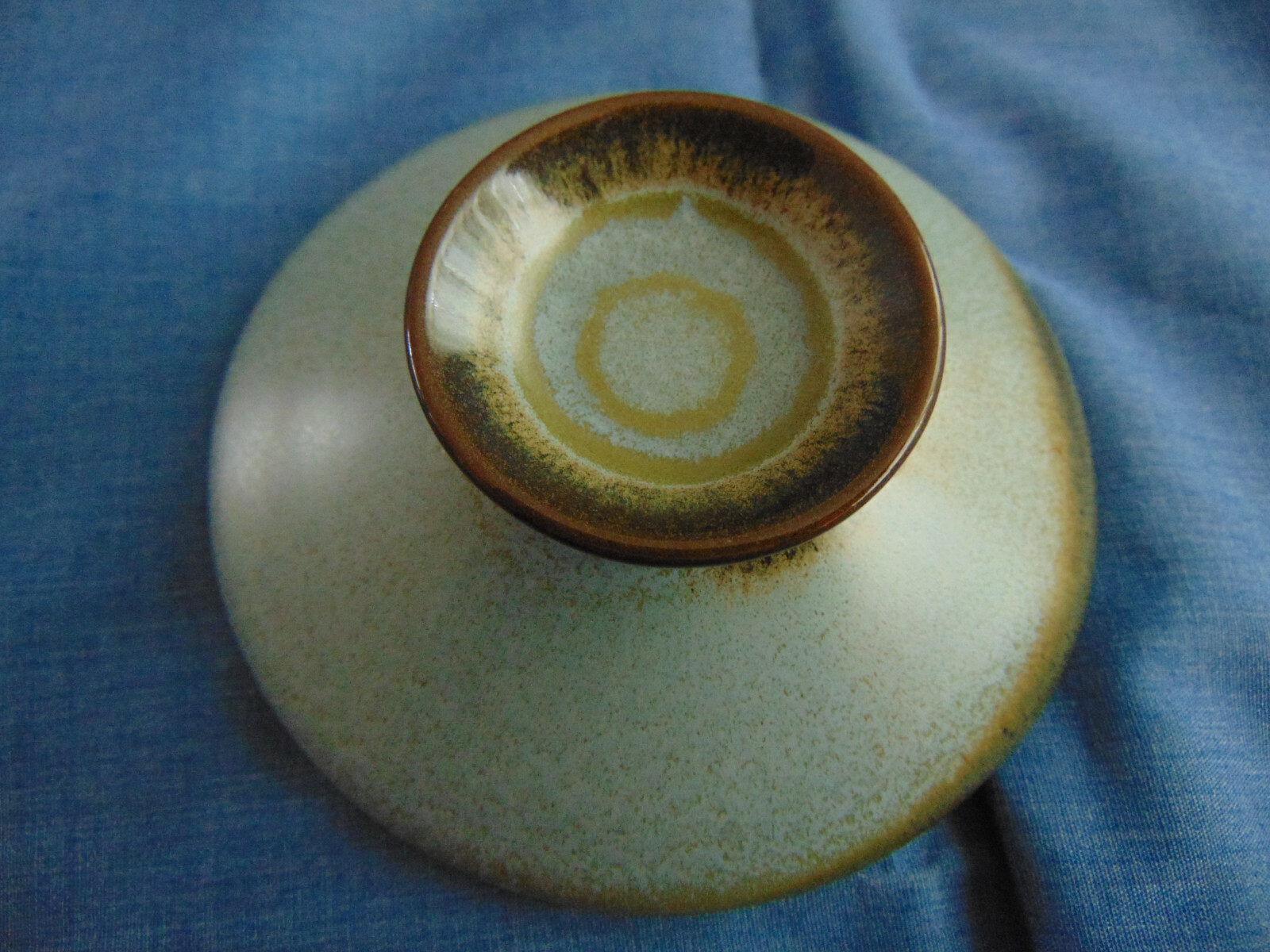 VTG FRANKOMA POTTERY WESTLAND WOODLAND MOSS 6B SUAR BOWL W/LID