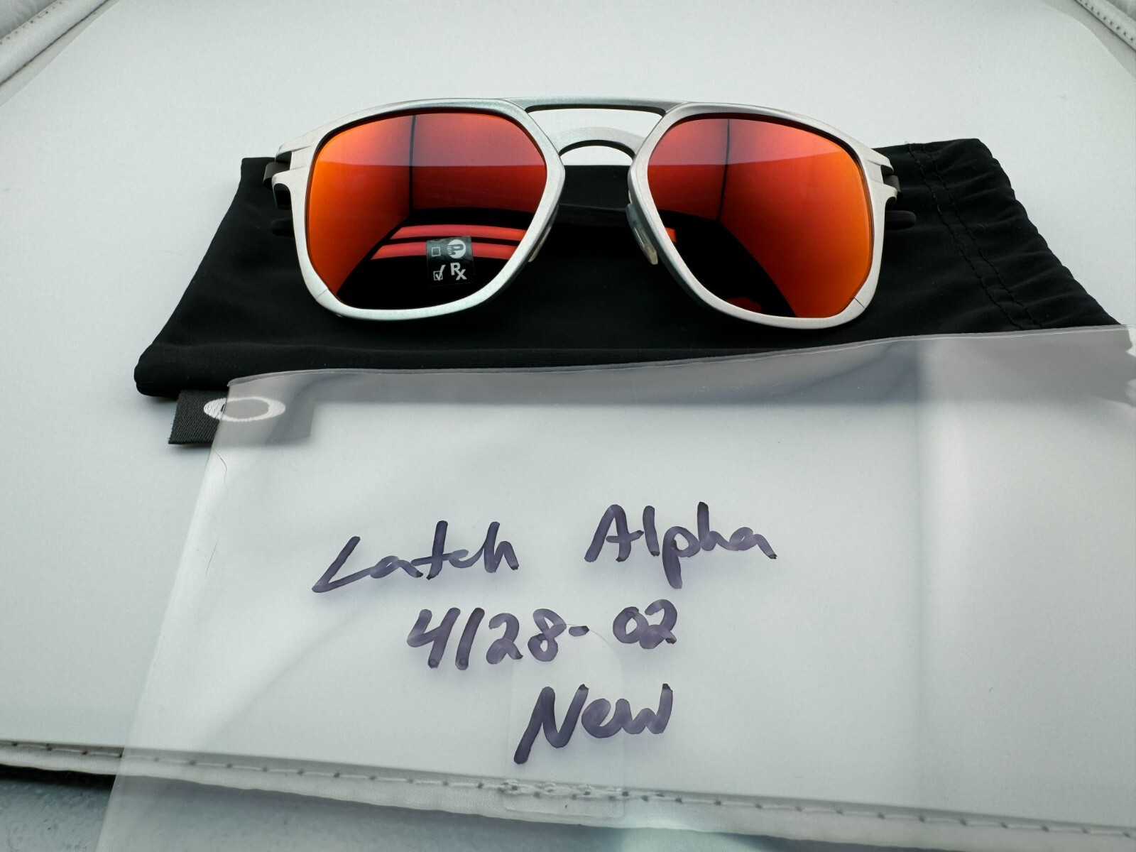 Pre-owned Oakley Latch Alpha Matte Silver Torch Iridium Sunglasses Authentic Oo4128-02