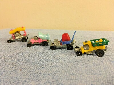 4 OLD VINTAGE DIECAST TOY MINI CAR MATTEL ZOWEES SHELL GAS PROMO TOYS READ 