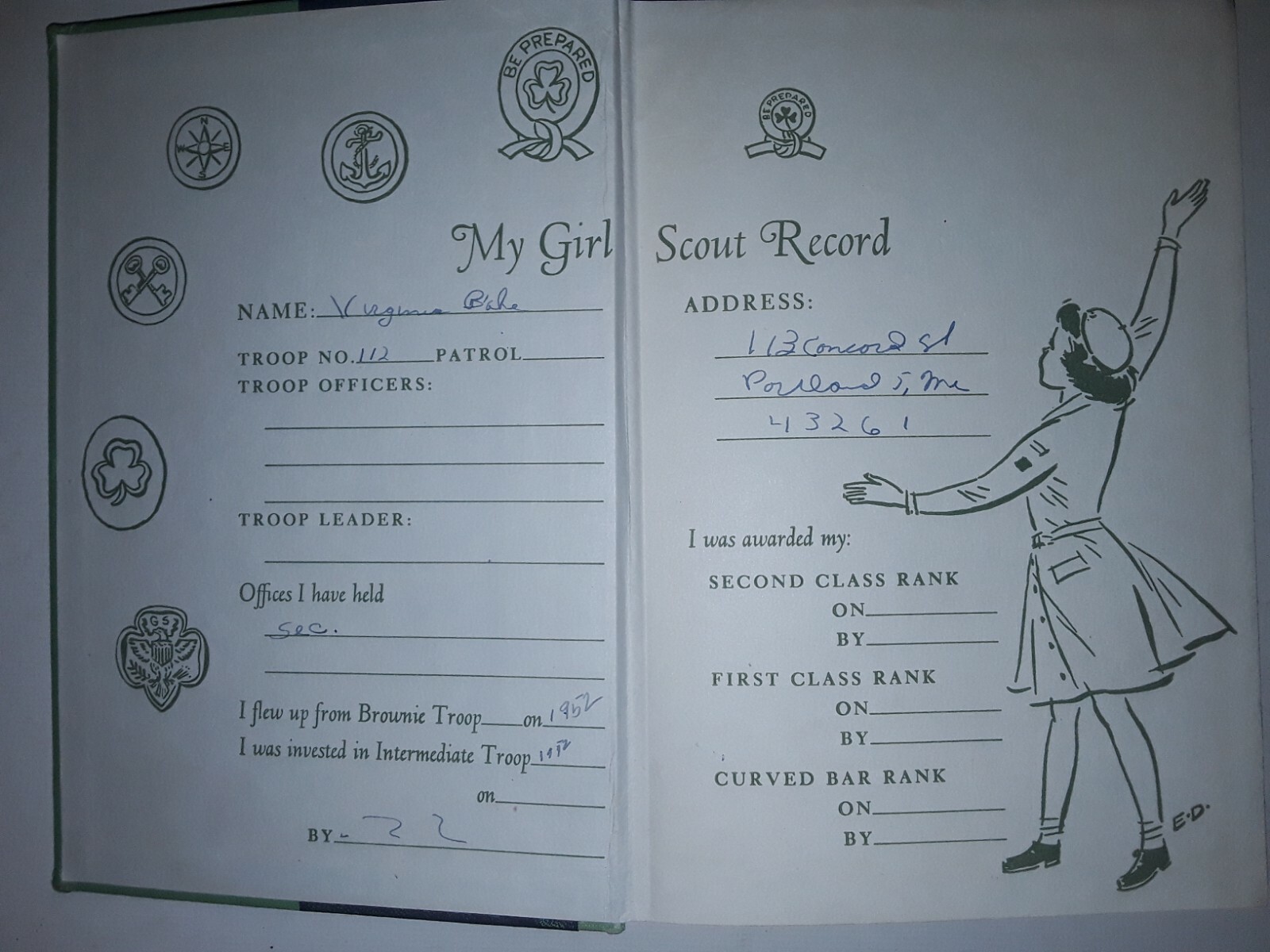GIRL SCOUT HANDBOOK 1954 INTERMEDIATE PROGRAM G. S. A. Illustrated Hardcover