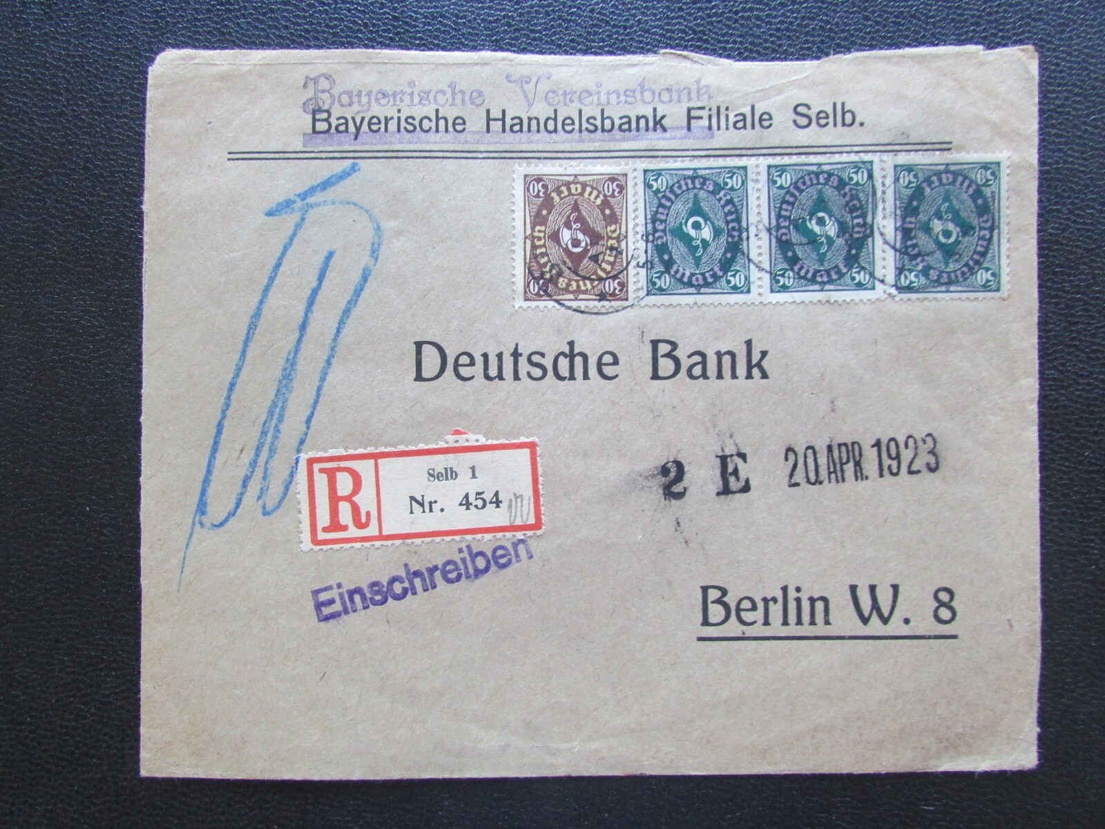 GERMANY SCOTT 183 AND 184 (3) APRIL 1923 REGISTERED COMMERCIAL COVER (s)