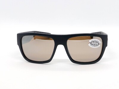 COSTA DEL MAR SAMPAN 580G SUNGLASSES Matte Black / Copper Silver Mirror GLASS
