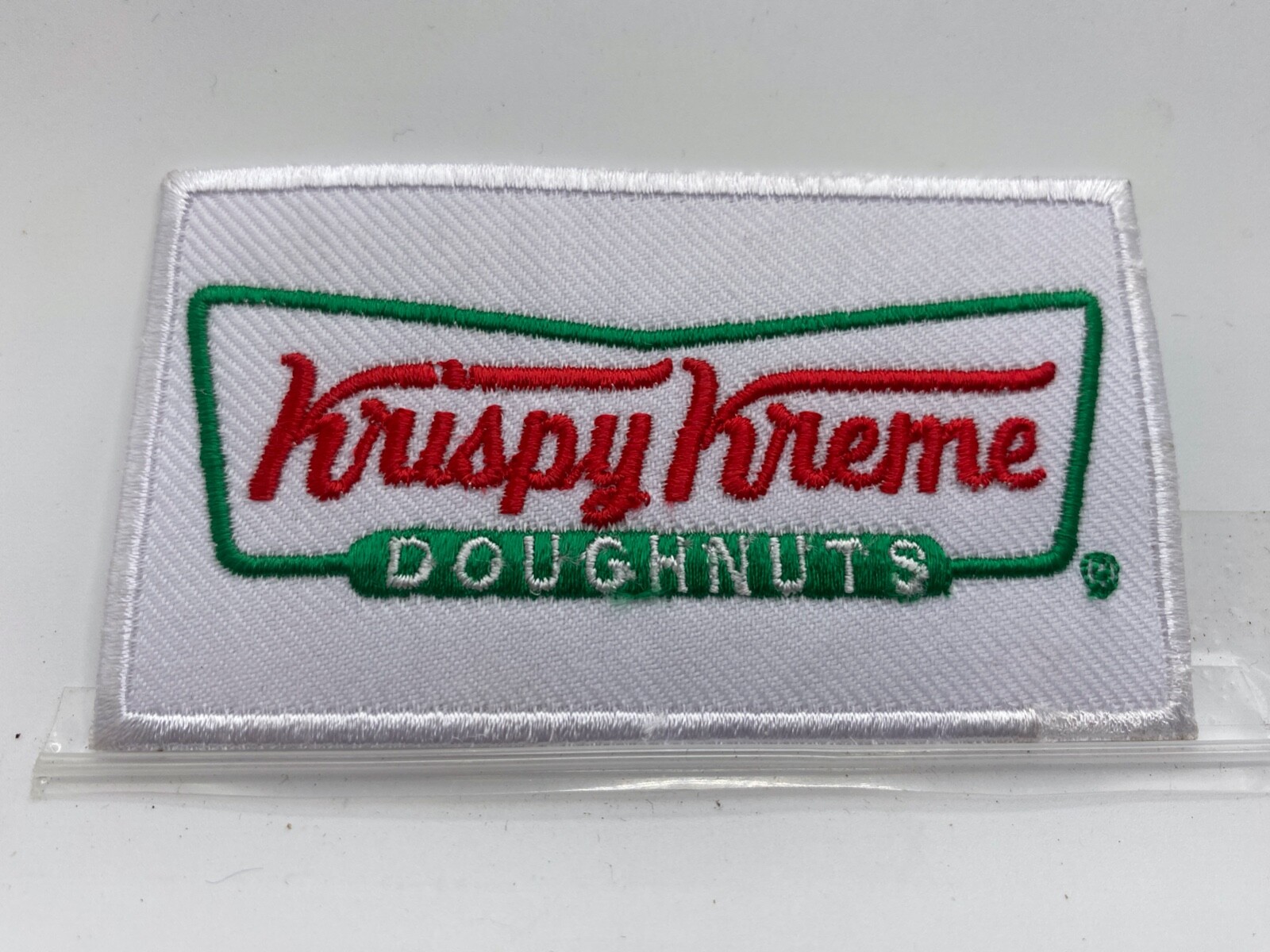 Krispy Kreme Doughnuts  NEW EMBROIDERED IRON ON ON NAME PATCH  TAG 2 x 3-1/2