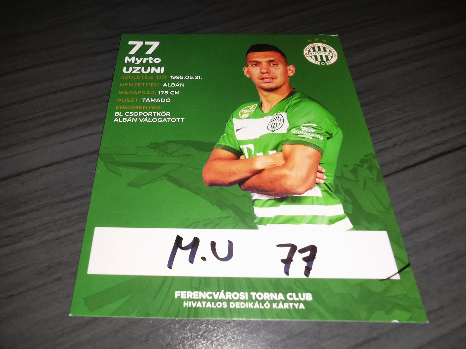 直筆サイン入り写真 マティアス・ベシーノ インターミラノ SA鑑定済 Myrto Uzuni hand signed Ferencvárosi TC Club autograph card