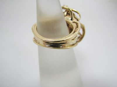 c407 Vintage Large Natural Pearl Ring with Diamonds in 14k Yellow Gold
