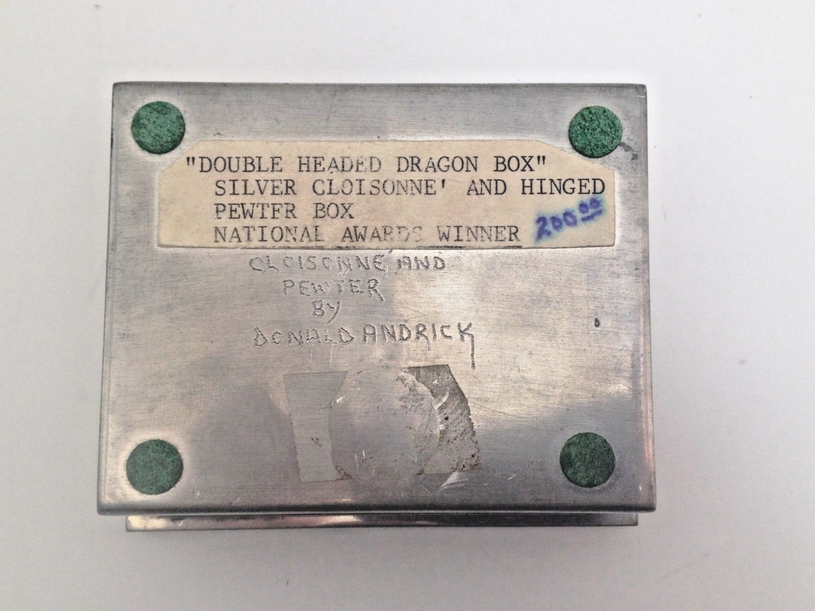 Pewter Box With Cloisonne Dragon By Donald Andrick