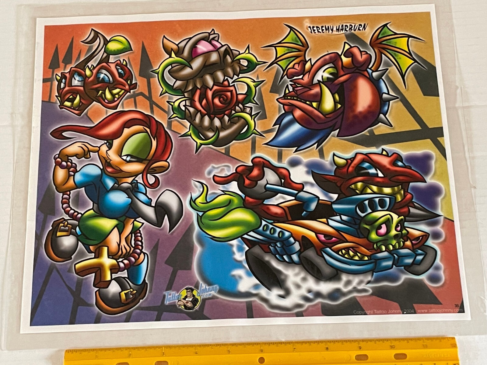 Vintage Art Tattoo Flash Sheet Jeremy Harburn /T719 | eBay