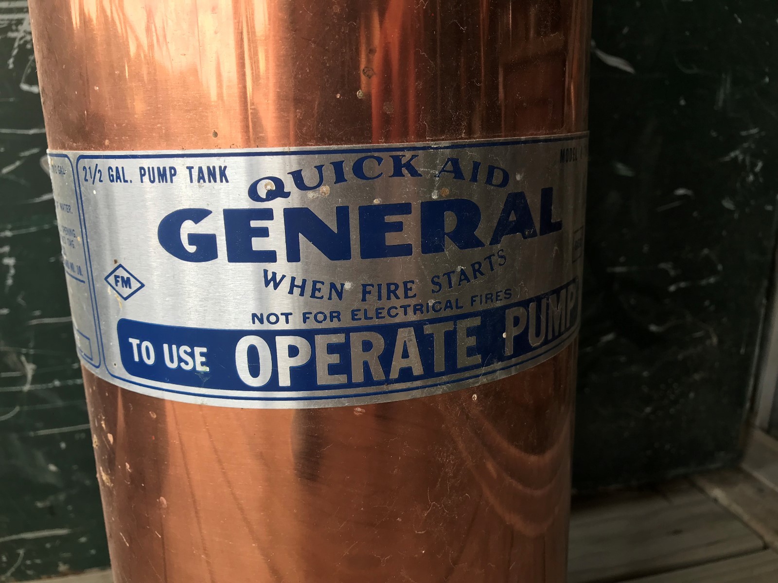 Vintage Copper Quick Aid General Fire Extinguisher Pump Handle, Man Cave