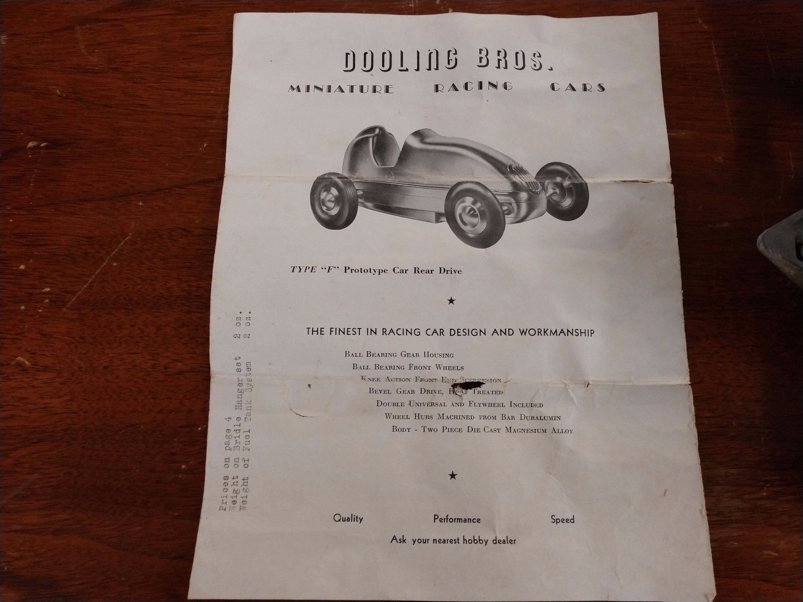 Dooling F series prototype gas tether car