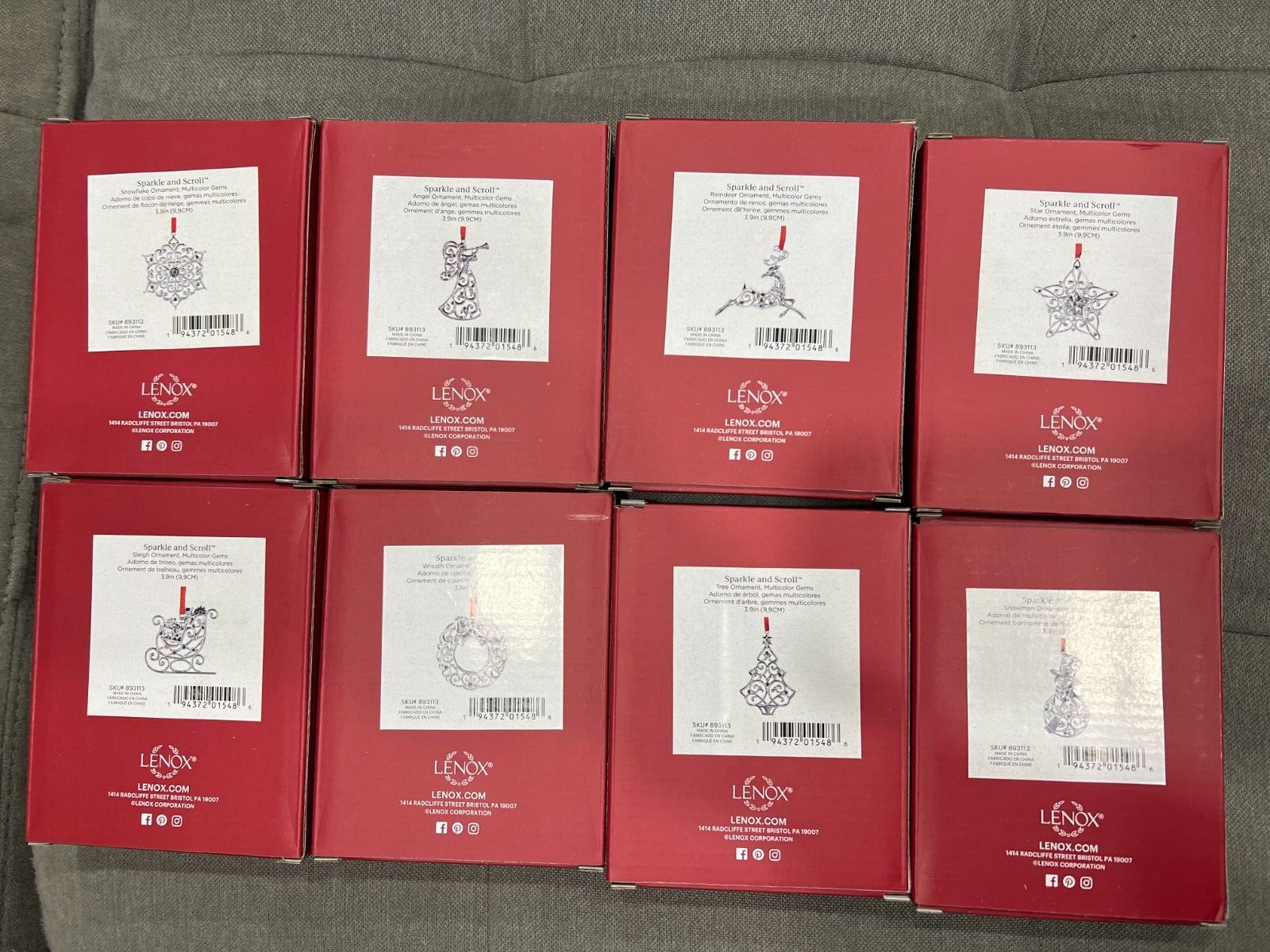 Lenox Sparkle and Scroll Silverplate Christmas Ornaments, MULTICOLOR GEMS