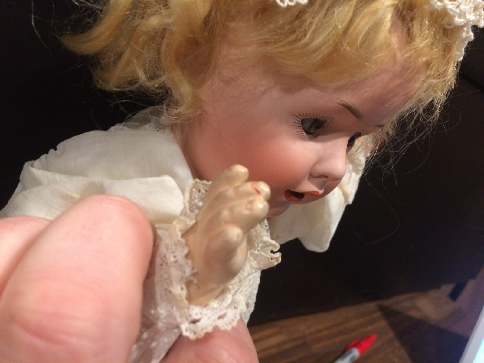 ADORABLE ANTIQUE BAHR AND PROSCHILD 585 CHARACTER BISQUE HEAD BABY DOLL 15