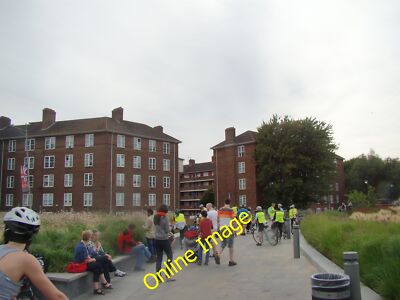 Photo 6x4 View of flats in Welland Street from the Cutty Sark plaza Green c2013