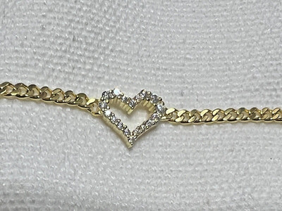 Open Heart 7.5  Adjustable Bracelet Moissanite 14k Over Silver  MSRP $299 NIB