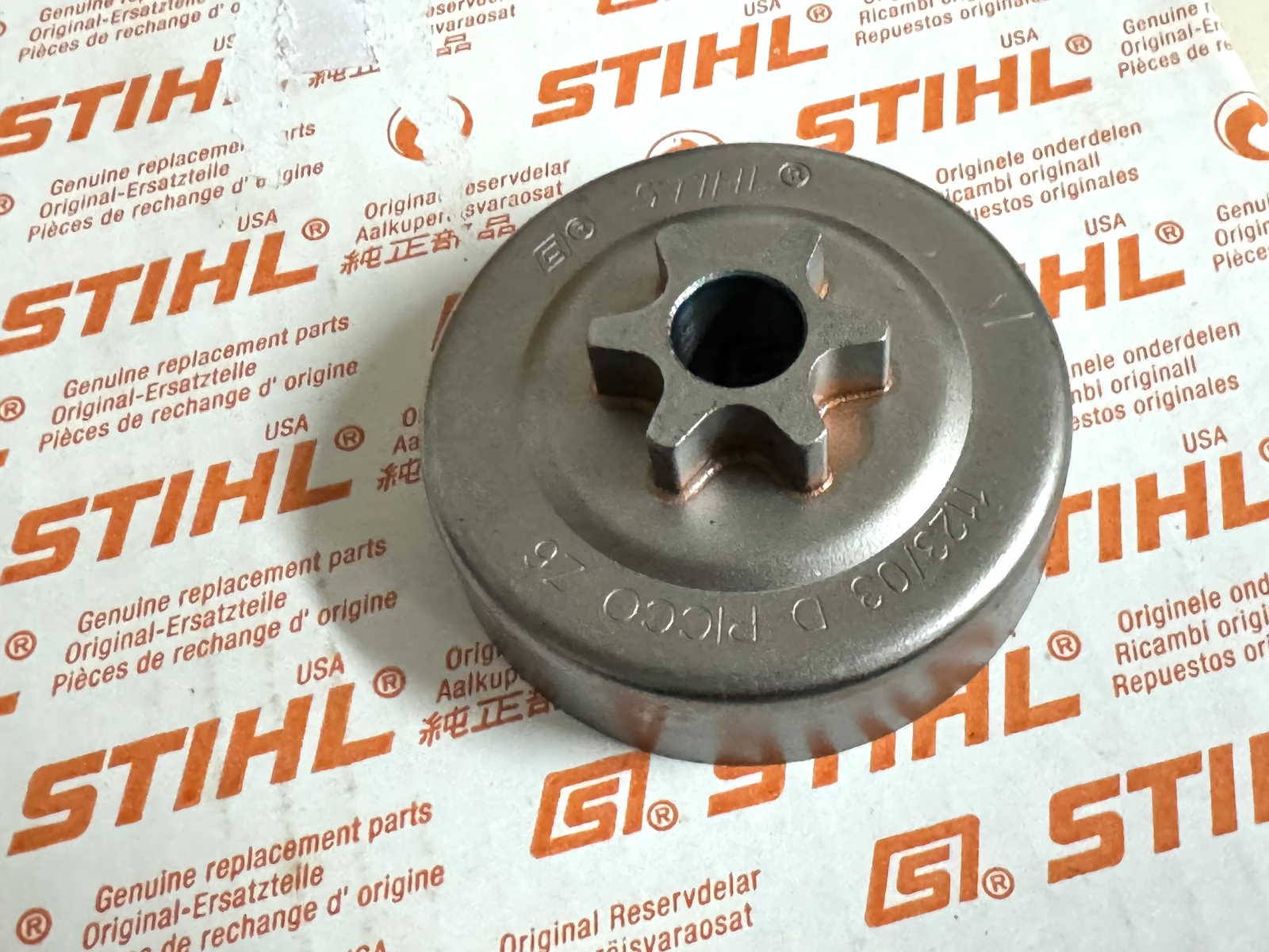 STIHL OEM SPROCKET 1123 640 2003 3/8 IN PICCO 6T : STRIPPED NEW MS 170 180 019T - Picture 3 of 3