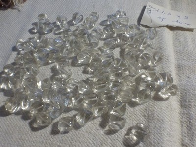 lot perle vintage, lot de 100 perle en verre  transparente pampille lustre