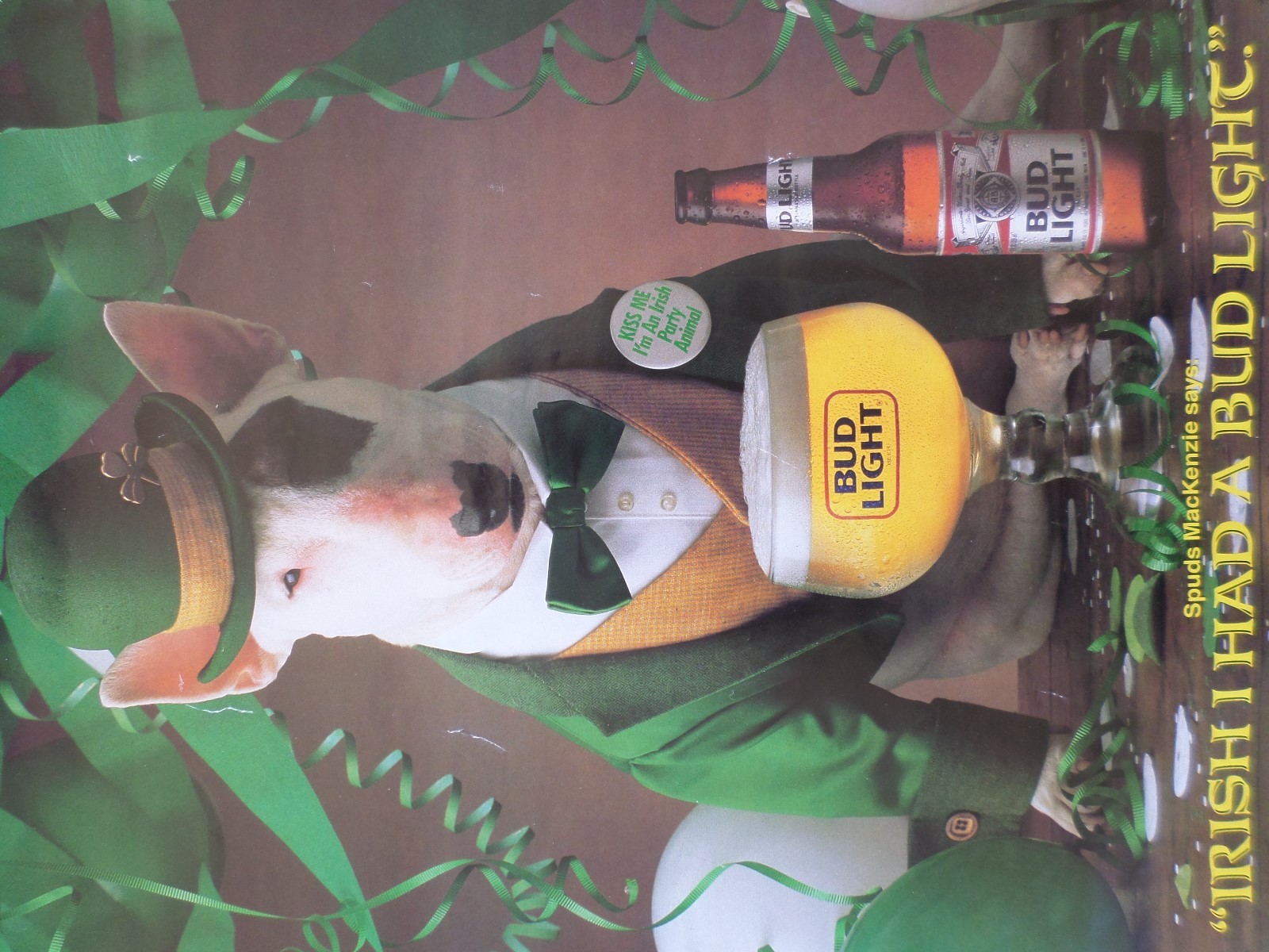 1987 VINTAGE BUDWEISER BEER POSTER SPUDS MACKENZIE 