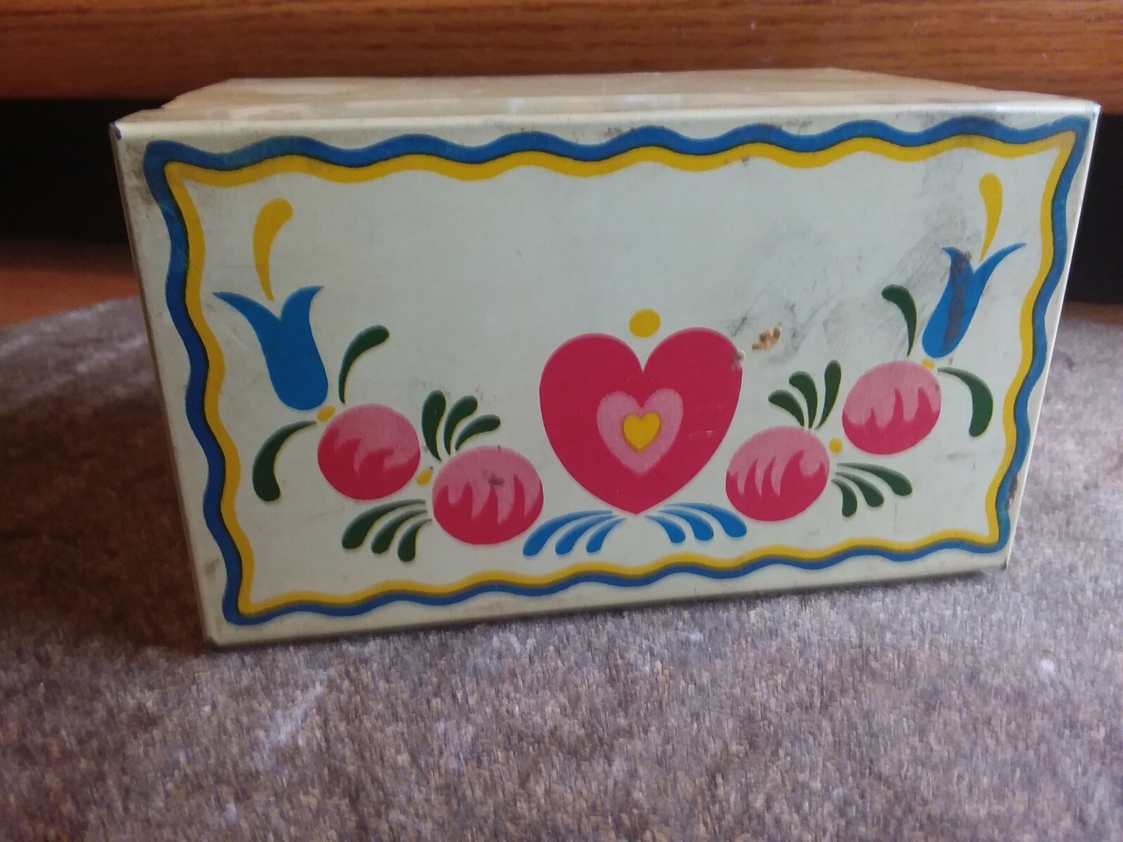 Vintage Recipe Box Ohio Art Co Folk Art Metal