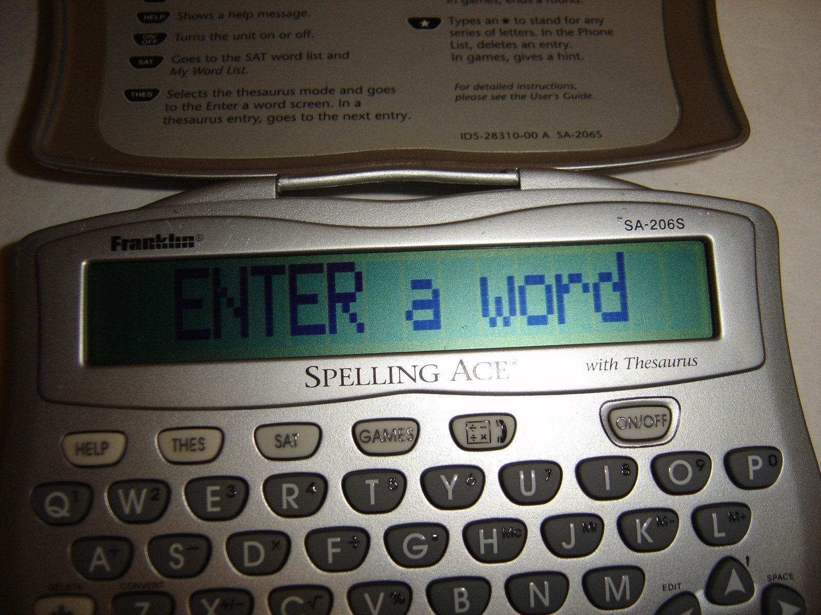 Franklin Spelling Ace SA-206S w/ Thesaurus Handheld Electronic Tested Works