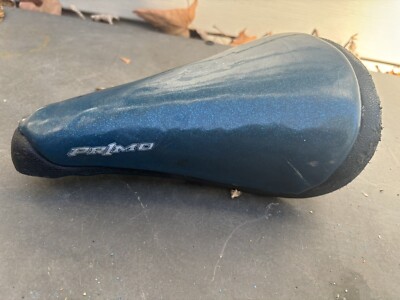 PRIMO HEMORRHOID SEAT RARE BLUE SPARKLE WITH RAILS BMX BIKE Old Mid School BMX