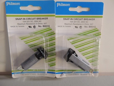 2 packs 15 AMP  Snap-In Circuit Breakers - Philmore B8015  - 125/250 VAC 32 VDC