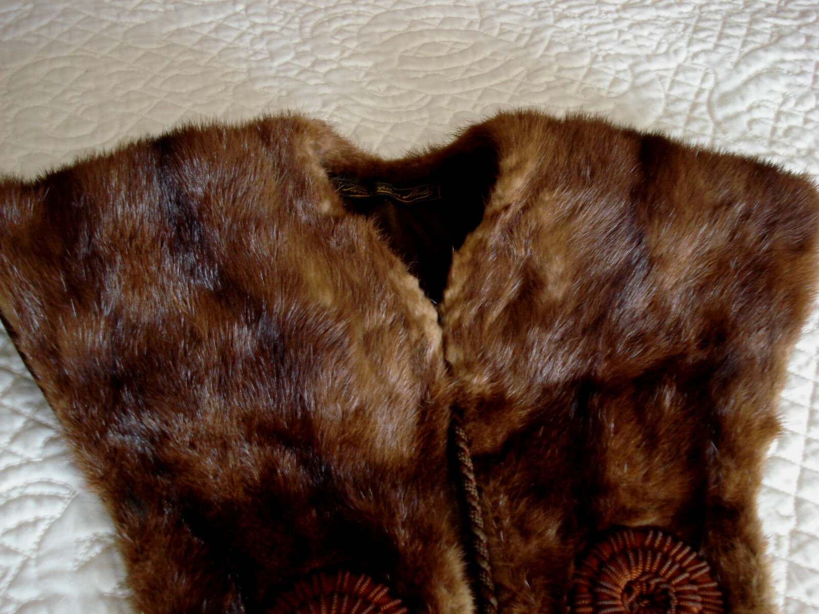 ANTIQUE VICTORIAN CIVIL WAR BROWN MINK FUR STOLE / COLLAR