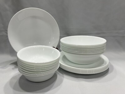 24pc Corelle Classic Winter Frost White Dinner Set, Made In USA, A2345